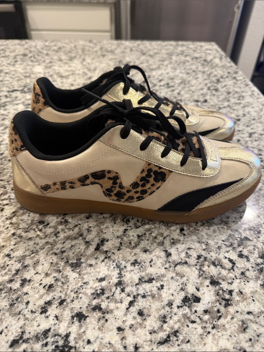 Steve Madden Kids Gold, Black & Leopard Accent Sneakers